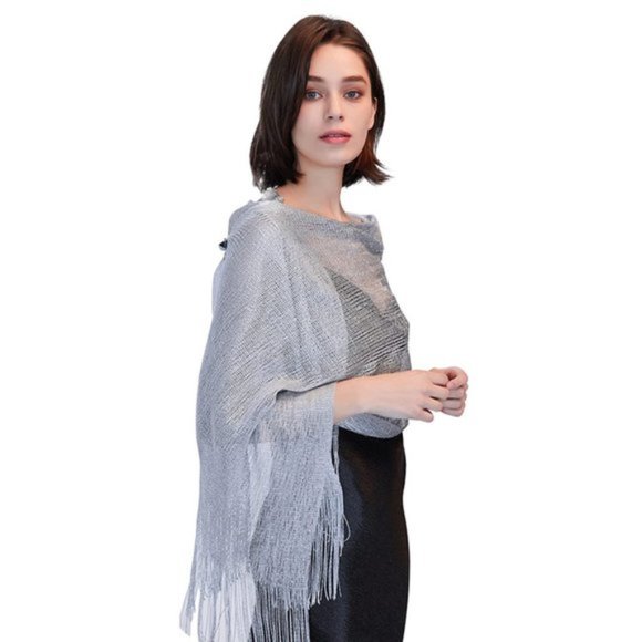 Sparkly Shawls and Wraps with Buckle Silver Grey - Picture 4 of 6